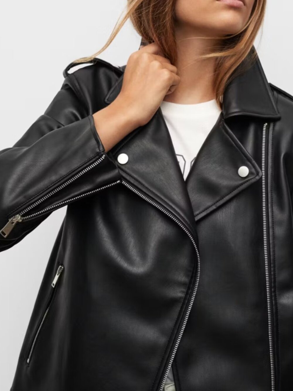 MNG by MANGO Black Leather Effect Jacket - New - Never Worn - XXS